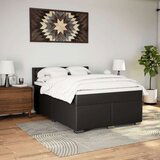 vidaXL Box spring postelja z vzmetnico črn 160x200 cm umetno usnje | Shoptok.si