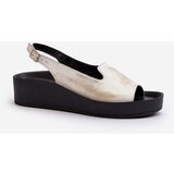 Kesi Zazoo women's leather sandals with a thick sole, brushed gold | shoptok.hr