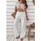 Beloved Azalea hlače s pasom iz bombaža bele | Shoptok.si