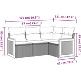  4-dijelni set vrtnih sofa od poliratana s jastucima sivi | shoptok.hr
