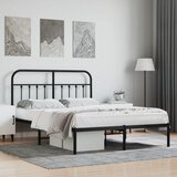 vidaXL Kovinski posteljni okvir z vzglavjem črn 140x200 cm Cene
