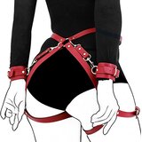 SuperLove Behind Back Waist & Thighs BDSM Handcuffs Red Cijene