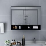 vidaXL lED kupaonski ormarić s ogledalom crni 80 x 15 x 60 cm MDF Cijene