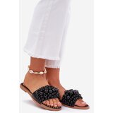 Boto Women's Flat Sandals With Decorative Beads Black Aricca | shoptok.hr