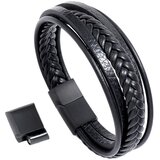 INF Pletena usnjena zapestnica za moške Black, (21247829) Cene