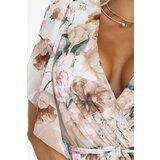 numoco basic 603-2 Airy wrap maxi dress with floral pattern – beige roses | Shoptok.si