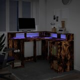  Radni stol s LED svjetlima boja hrasta 130x130x91 cm drveni | Eponuda.com