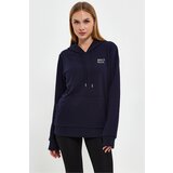 River Club Women's Navy Blue Dont Quit Printed 3 Thread Hooded Sweatshirt Cene
