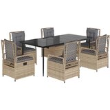  7-dijelni vrtni blagovaonski set od poliratana s jastucima bež | shoptok.hr