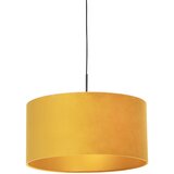 QAZQA Črna viseča svetilka z velur odtenkom rumena z zlatom 50 cm - Combi Cene