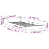 vidaXL Konstrukcija postelje Bela 75 x 190 cm Trdna borovina | Shoptok.si