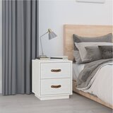 vidaXL Nočna omarica bela 40x34x45 cm trdna borovina Cene