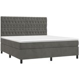  box spring s madracem LED tamnosivi 180x200 cm baršun | shoptok.hr
