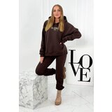 Kesi Insulated cotton set, sweatshirt with embroidery + brown trousers Cijene