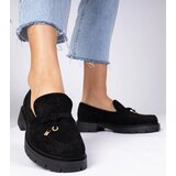 Gemre Black elegant eco-suede loafers with Marsella embellishment | Shoptok.si