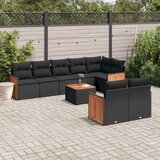  Vrtna sedežna garnitura 9-delna z blazinami črn poli ratan, (21065948) | Shoptok.si