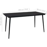  Vrtna jedilna miza črna 190x90x74 cm jeklo in steklo, (20665773) | Shoptok.si