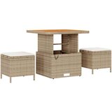 vidaXL 11-delni set vrtne sedežne garniture s blazinami Bež Poli Ratan Akacija | Shoptok.si