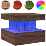 Maison Chic Klubska mizica - kavna mizica - Nizka mizica z LED lučkami rjavi hrast 50x50x40 cm, (21752197) Cene