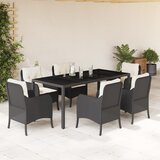 vidaXL 7-dijelni vrtni blagovaonski set s jastucima crni od poliratana | shoptok.hr