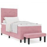  Postelja z vzmetnico z vzmetnico Roza 90 x 190 cm Žamet, (5000128369) | Shoptok.si