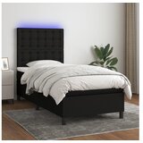  Box spring postelja z vzmetnico LED črna 100x200 cm blago | Shoptok.si