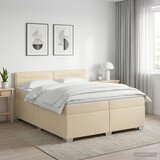  Boxspring krevet s madracem Krem 200 x 200 cm Tkanina Slike