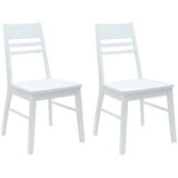  Trpezarijske stolice 2 kom. Čvrsto drvo od gume Bijelo Bijela 43 x 54 x 89 cm | shoptok.hr