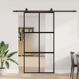 vidaXL Drsna vrata z opremo črna 102,5x205 cm kaljeno steklo | Shoptok.si