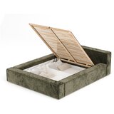 Maison de Rêve Temno zelena oblazinjena zakonska postelja s prostorom za shranjevanje z letvenim dnom 200x200 cm Voliera – | Shoptok.si