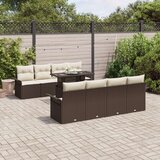  9-dijelni vrtna sofa set s jastučićima smeđa poli ratan Cijene