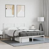 Maison Chic Kovinski Posteljni okvir - Dvoposteljna postelja - Zakonska postelja z vzglavjem bel 140x200 cm, (21692878) | Shoptok.si