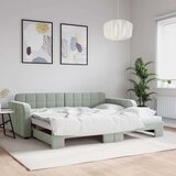 vidaXL Izvlečna dnevna postelja svetlo siva 90x200 cm žamet | Shoptok.si