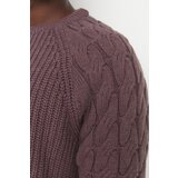Trendyol Dried Rose Men's Hair Knitting Detailed Crew Neck Regular Fit Knitwear Sweater Cene