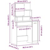  Crni hrast toaletni stolić s ogledalom - 86.5 x 35 x 136 cm | shoptok.hr