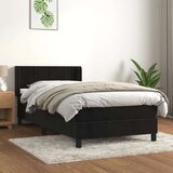 Box spring postelja z vzmetnico črna 80x200 cm žamet Cene