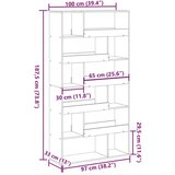 vidaXL Regal za knjige crni 100 x 33 x 187,5 cm konstruirano drvo | shoptok.hr