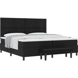 vidaXL Postelja s pomladjo z vzmetnico in klopjo črna 200x200 cm tkanina, (22083956) | Shoptok.si