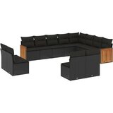 vidaXL 12-dijelni set vrtnih sofa od poliratana s jastucima crni | shoptok.hr