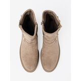 Shelvt Beige suede ankle boots with decorative buckles | Shoptok.si
