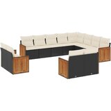  12-dijelni set vrtnih sofa od poliratana s jastucima crni | shoptok.hr