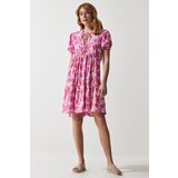  Women's Pink Floral Summer Viscose Flared Dress | Eponuda.ba