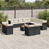  14-dijelni set vrtnih sofa s jastucima poliratan crni Cijene