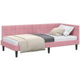  Kutni okvir kreveta s uzglavljem Ružičasta 100 x 200 cm Baršun | shoptok.hr
