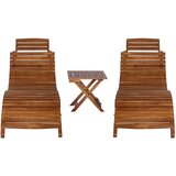 Maison Chic Ležalnik - Sončna ležalnik s čajno mizico 3-delni trden akacijev les, (22043170) | Shoptok.si