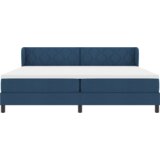 Box Spring Postelja z Blazino Modra 200x200 cm Tkanina, (22052365) | Shoptok.si