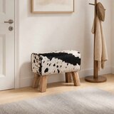  Klupa 60 x 30 x 45 cm Prava koža Crna i bijela | shoptok.hr