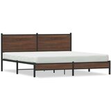 vidaXL Kovinski posteljni okvir z vzglavjem rjavi hrast 183x213 cm, (21322058) | Shoptok.si