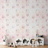  Foto tapeta - Solid pattern with feathers - hares in a basket and in a balloon for children 150x105 Premium | shoptok.hr