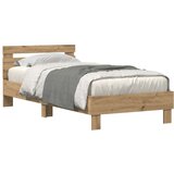  Postelja z LED svetlobo Artisan Oak 75x190 cm Izdelano iz umetnega lesa | Shoptok.si